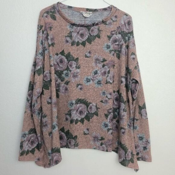 Skönhet Mauve Floral L/S Soft Sweater/Top XL - Picture 1 of 4